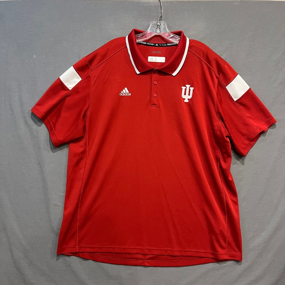Adidas Indiana Hoosiers Polo Shirt Mens 2XL Red White Climalite 2 Pack - Picture 2 of 12